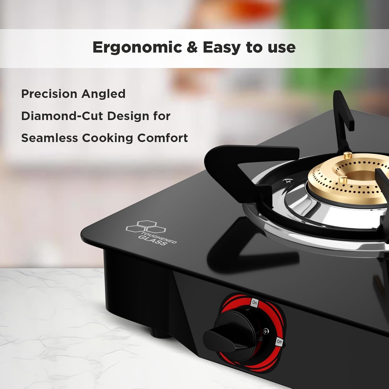 Butterfly Smart 2 Burner Glass Top Gas Stove | Manual Ignition | Scratch Resistant Toughened Glass | Brass Burners | Skid-proof Legs | 1 Year Manufacturer&#039;s Warranty | Black - View 5