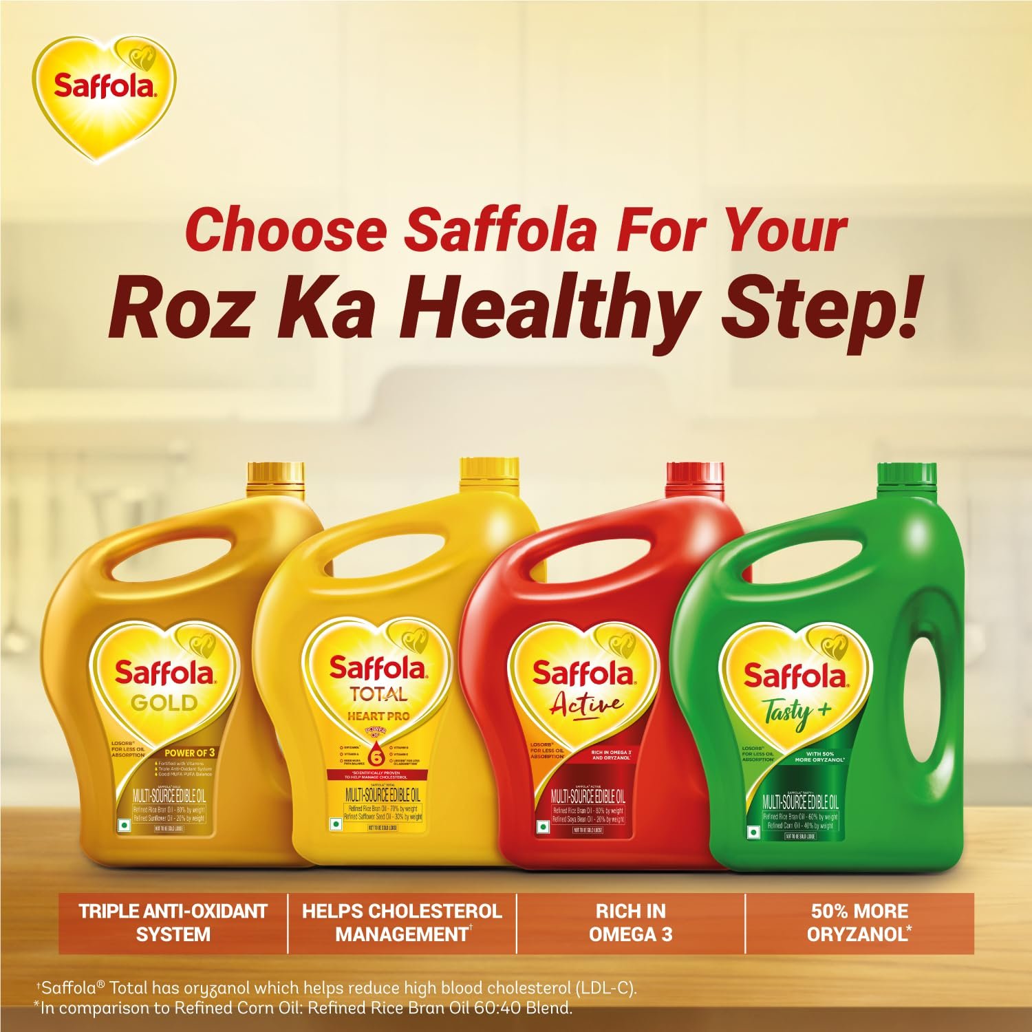 5 Litre Jar + Free 1 Litre Pouch Saffola Gold Refined Cooking oil | Blended of Rice Bran &amp; Sunflower oil - View 3