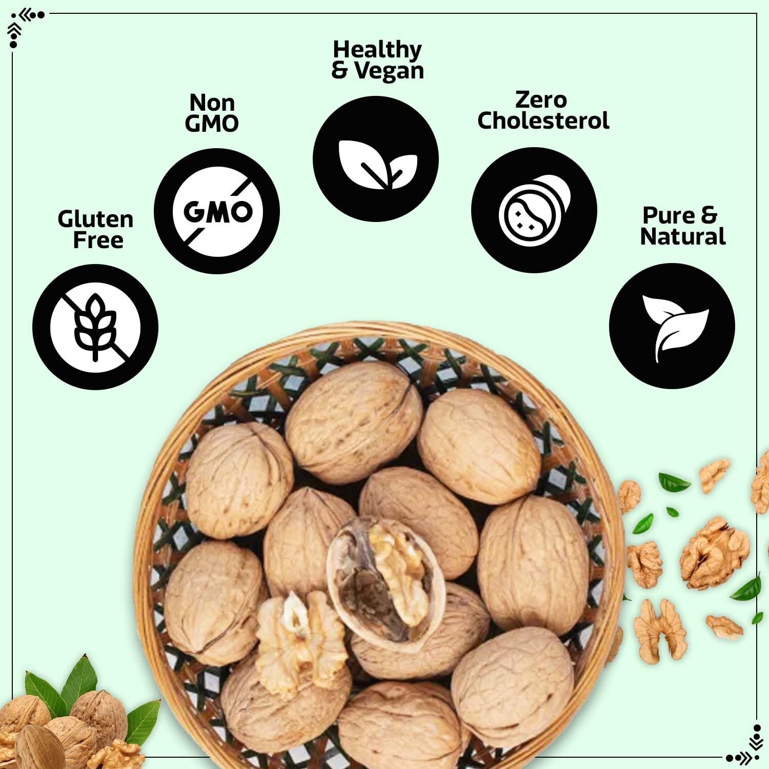 Kashmir Walnuts with Shell – 1kg | Fresh, Natural &amp; Unprocessed Dry Fruits | Rich in Omega-3 | Boosts Brain &amp; Heart Health - View 8