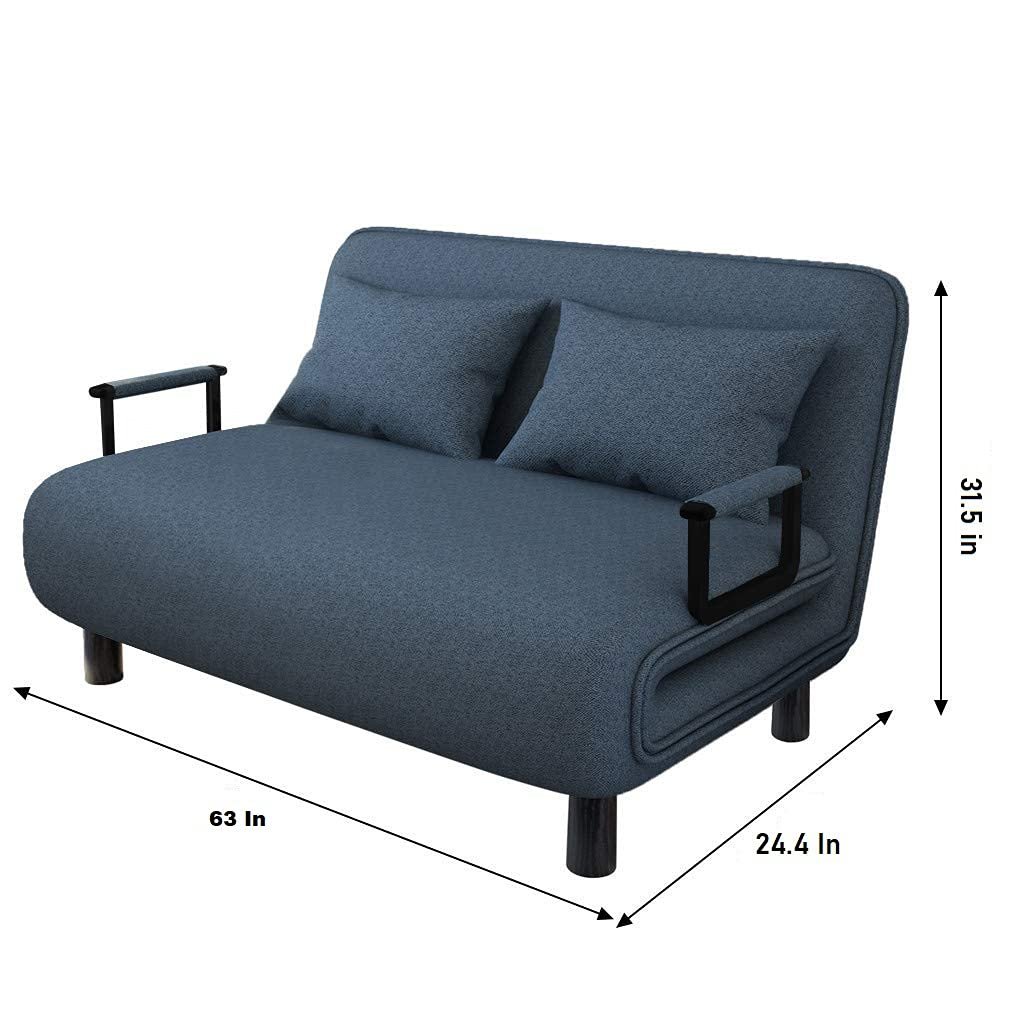 Royal Interiors 3 Seater Foldable Sofa with Cushion and Armrests | Compact Sleeper Couch for Small Spaces | Sleeper Sofa for Living Room, Bedroom | Convertible Tri-Fold Sofa Cum Bed (Blue) - View 6