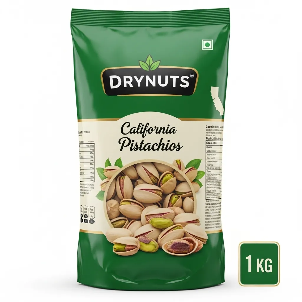 DRYNUTS Premium California Pistachios - 1 KG | Roasted & Salted, In-Shell Pista | Crunchy & Healthy Snack